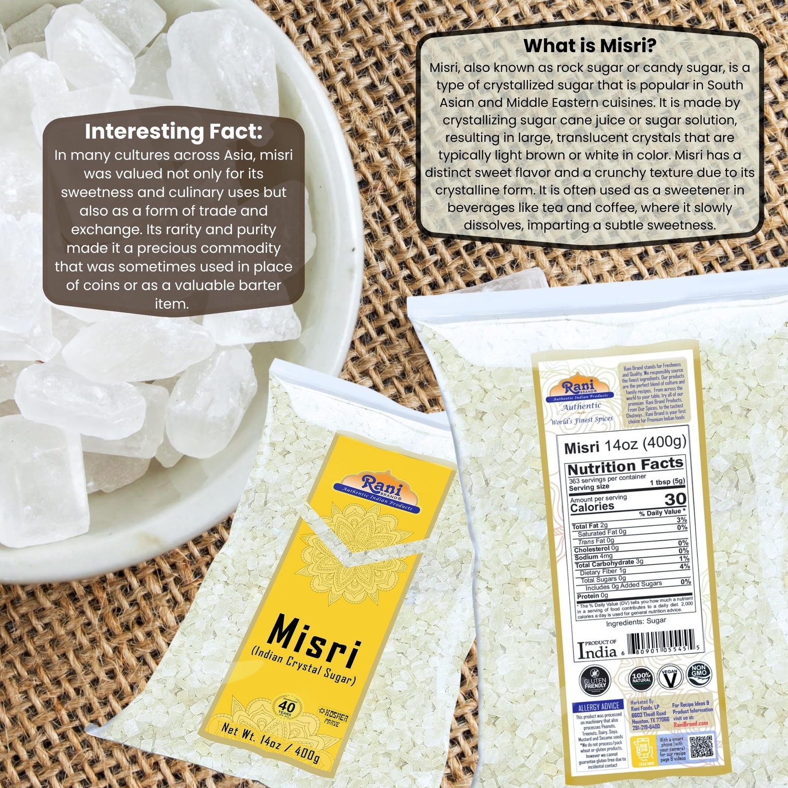 Rani Misri (Indian Sugar Crystals) 14oz (400g)