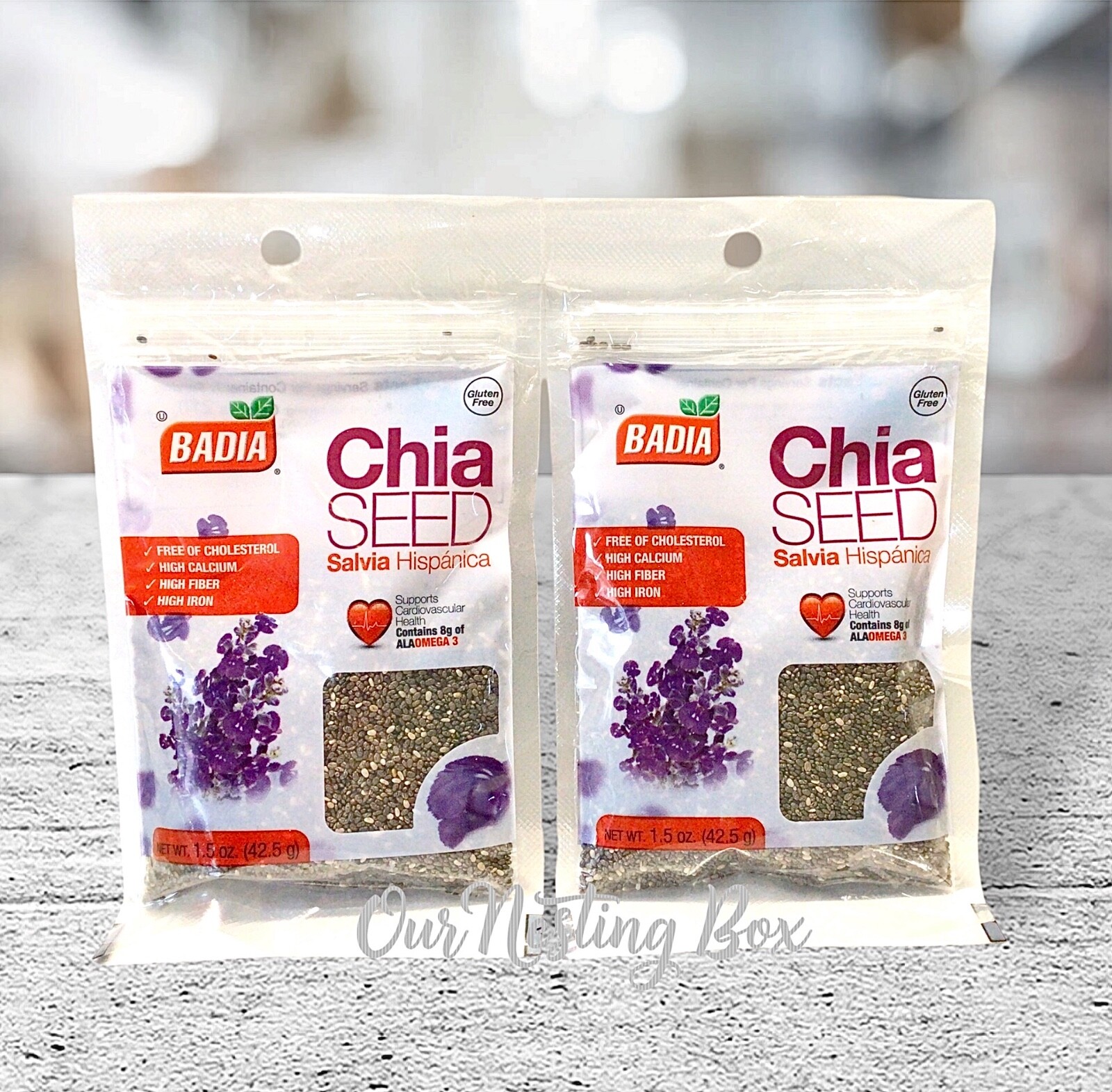 2 Badia Chia Seeds 1.5oz Packets Each