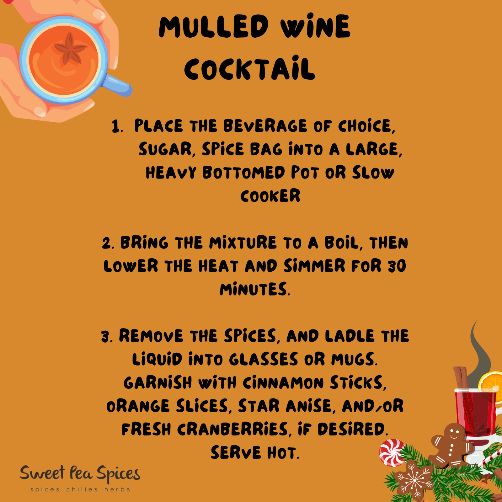 Gourmet Mulling Spice Kit with Muslin Bag, Spiced Cider, Mulled Wine 2 OZ