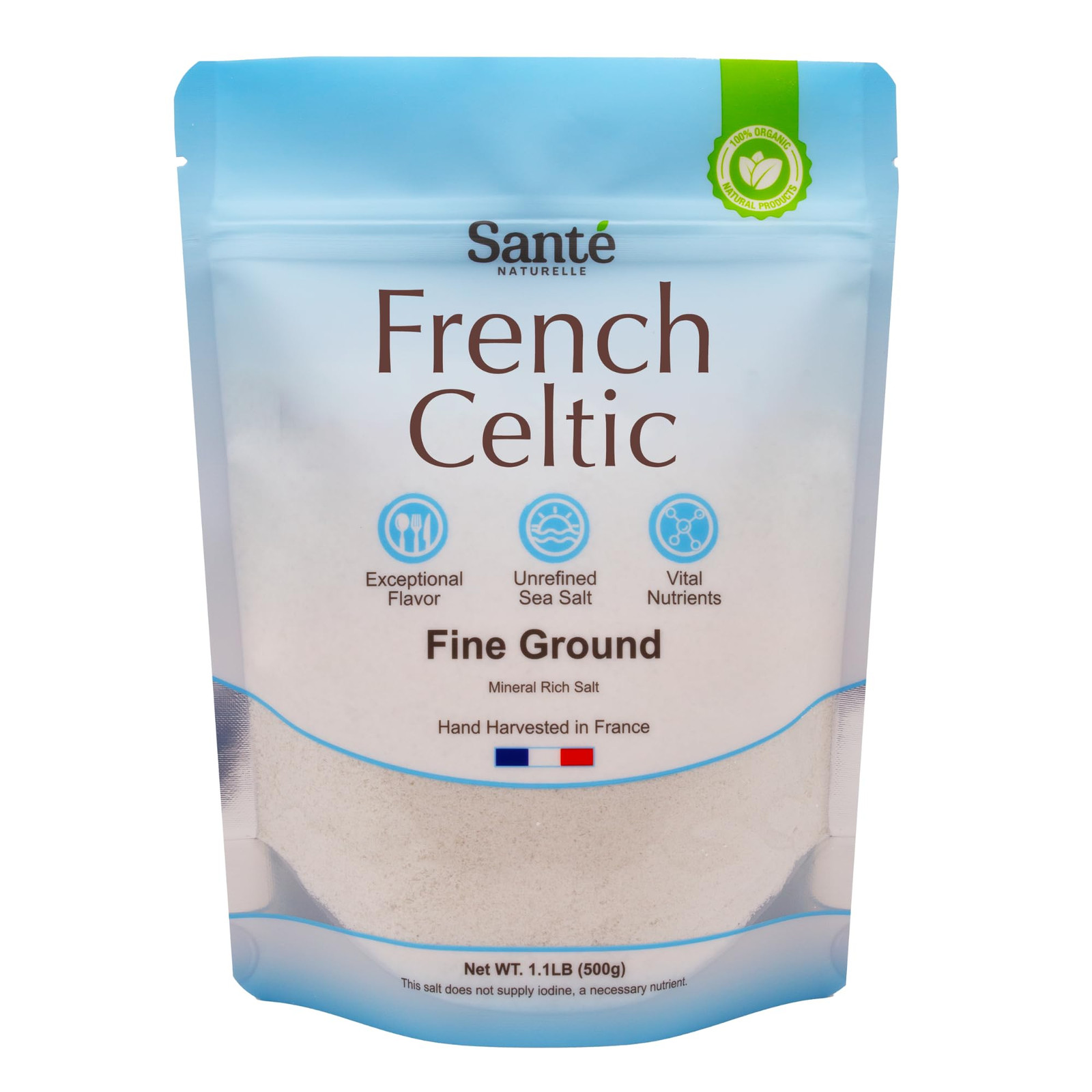 Sante French Sea Salt Fine Ground – 1.1lb (18oz) Unrefined Organic French Sea…