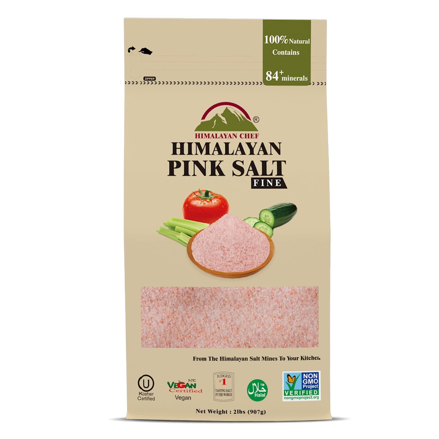 Pink Himalayan Salt, Fine Grain – 12 lbs (6 x 2 Pound bags)