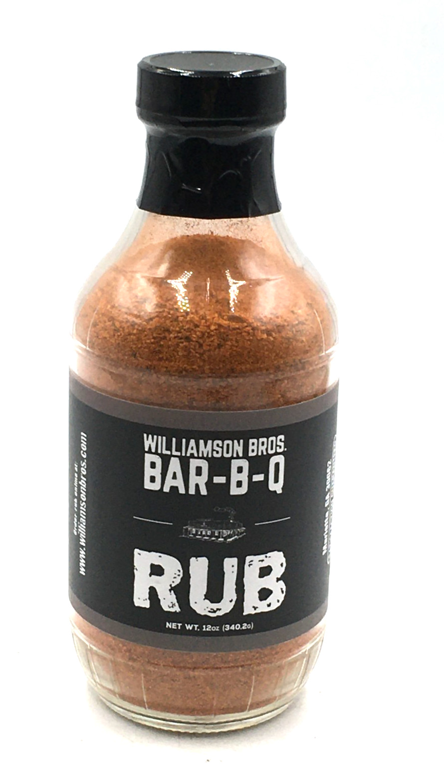Williamson Bros. BAR-B-Q RUB BBQ Spice Mix Powder Pantry 1 12oz Bottle 1/27/2028