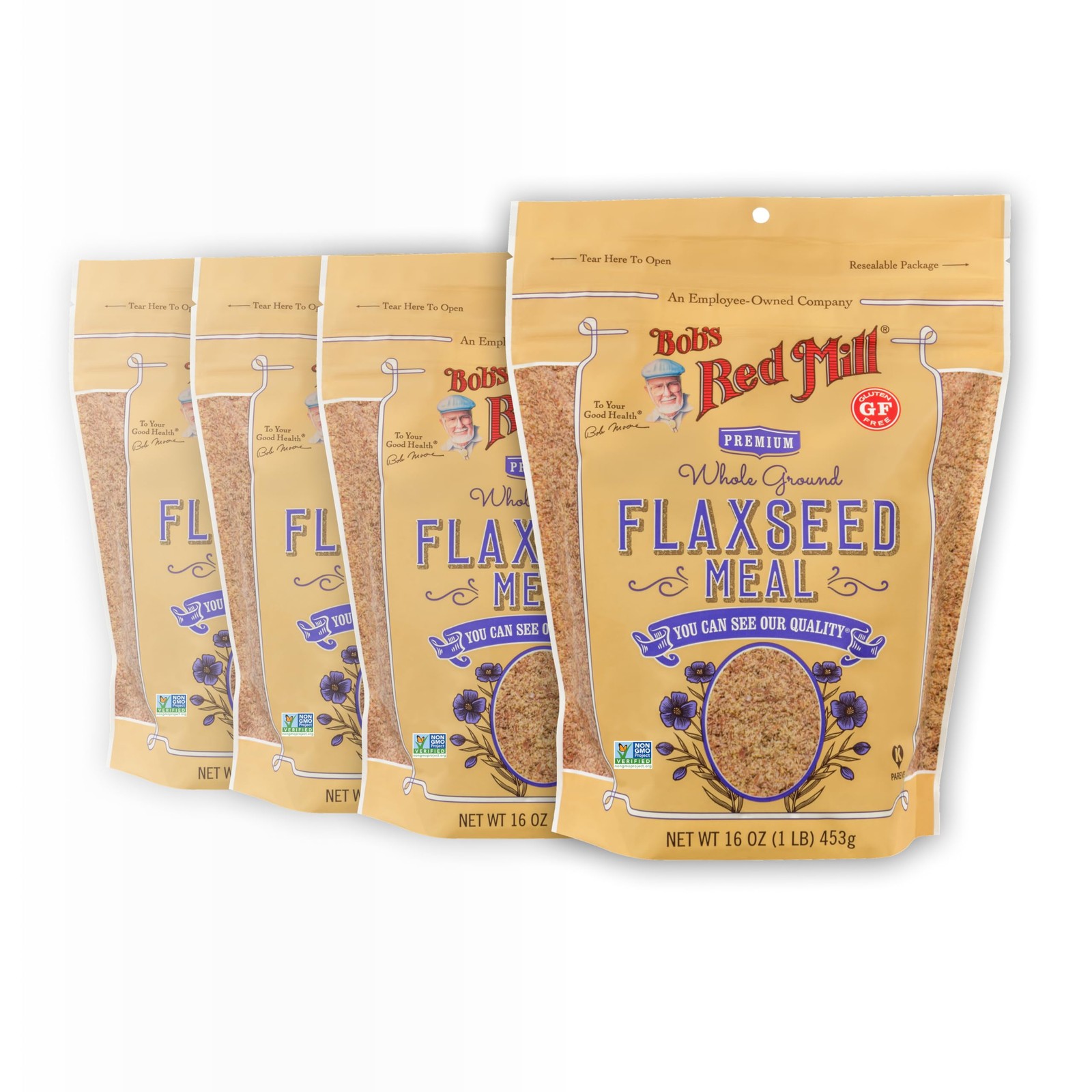 Flaxseed Meal, 16oz (Pack of 4) – Gluten Free, Non GMO, Vegan, Paleo Friendly…