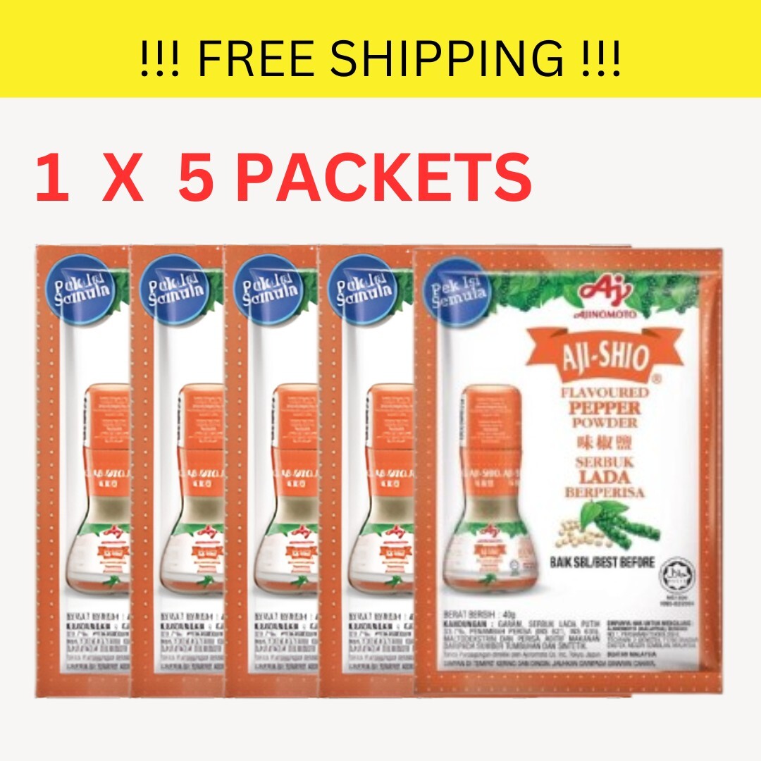 Ajinomoto Aji-Shio Flavoured White Pepper Refill Pack 40gx5packsFreeShipping NEW