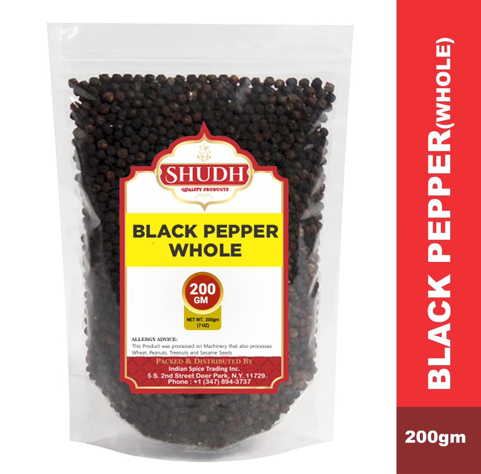 SHUDH Black Pepper Whole (200 GM | 7 oz) – Steam Sterilized Non-GMO Peppercorn