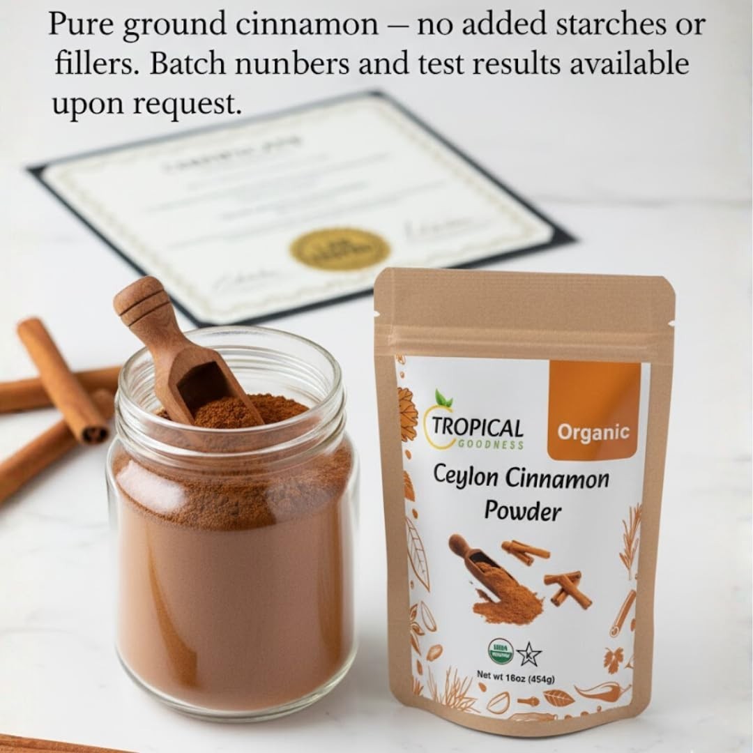 Canela De Ceilan Organica En Polvo 100 % Cruda De Sri Lanka 16 Oz Paque