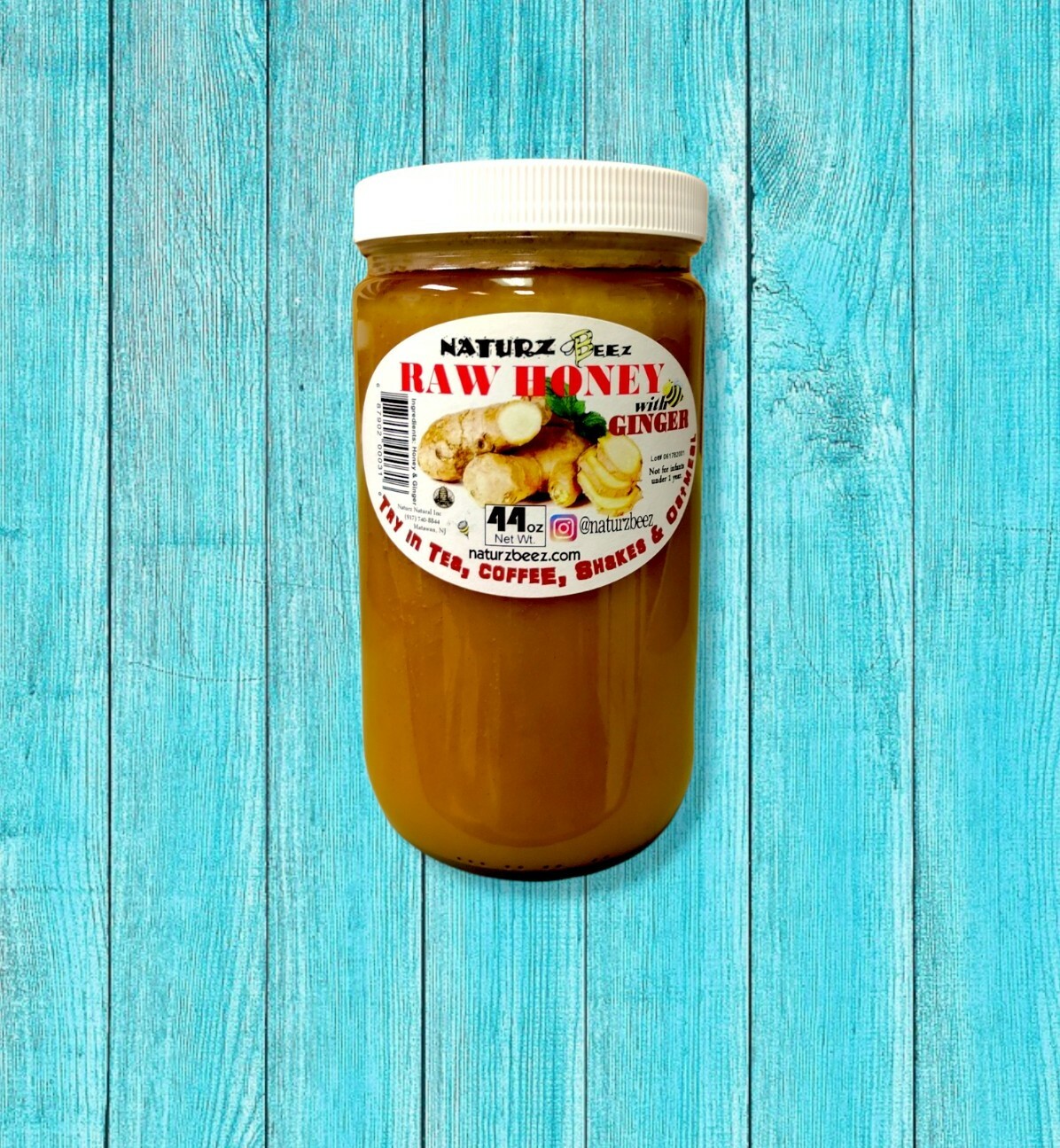 RAW HONEY with GINGER 44oz 100% PURE RAW UNFILTERED USA HONEY