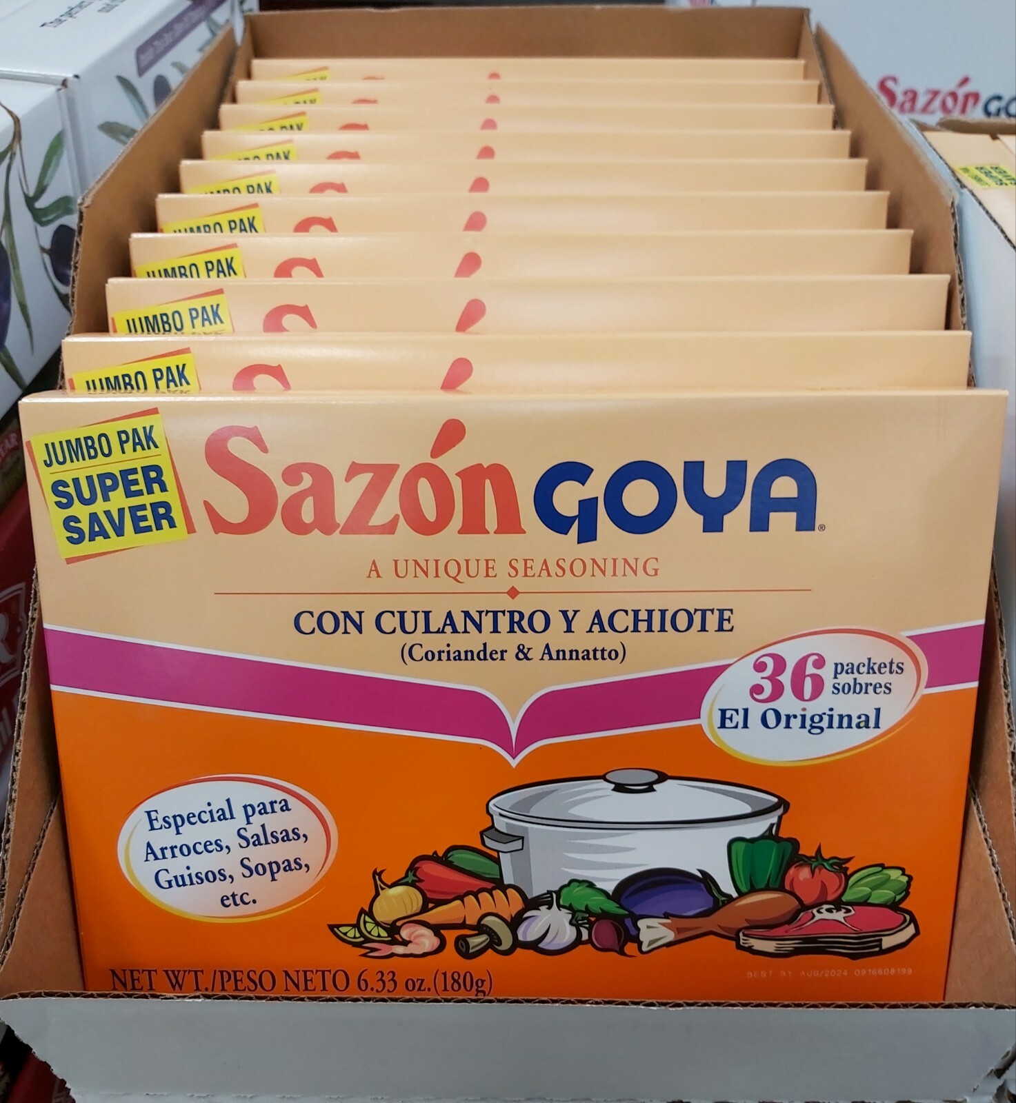 (BOX OF 36PKS) GOYA SAZON CON CULANTRO Y ACHIOTE SEASONING CORIANDER & ANNATTO