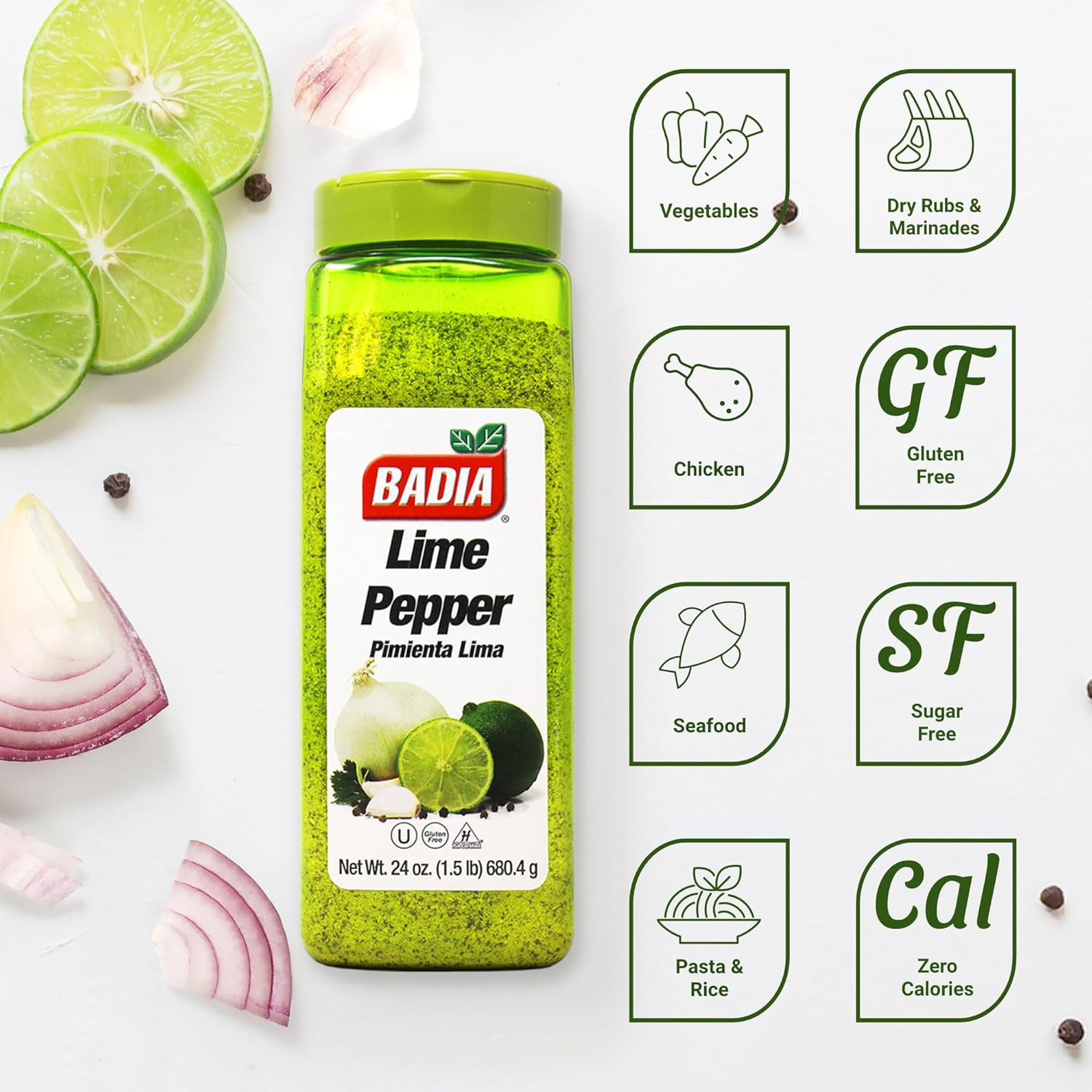 Lime Pepper Seasoning, 24 Oz – Pepper Zesty Citrus Blend | Bright Lime, Pepper,