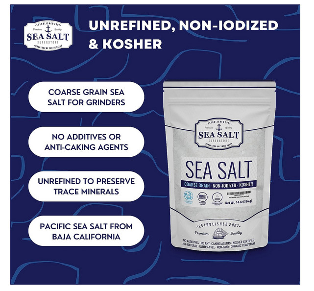 Sea Salt Coarse Grain Baja Sea Salt Great for Cooking or Grinding Non-Iodized…