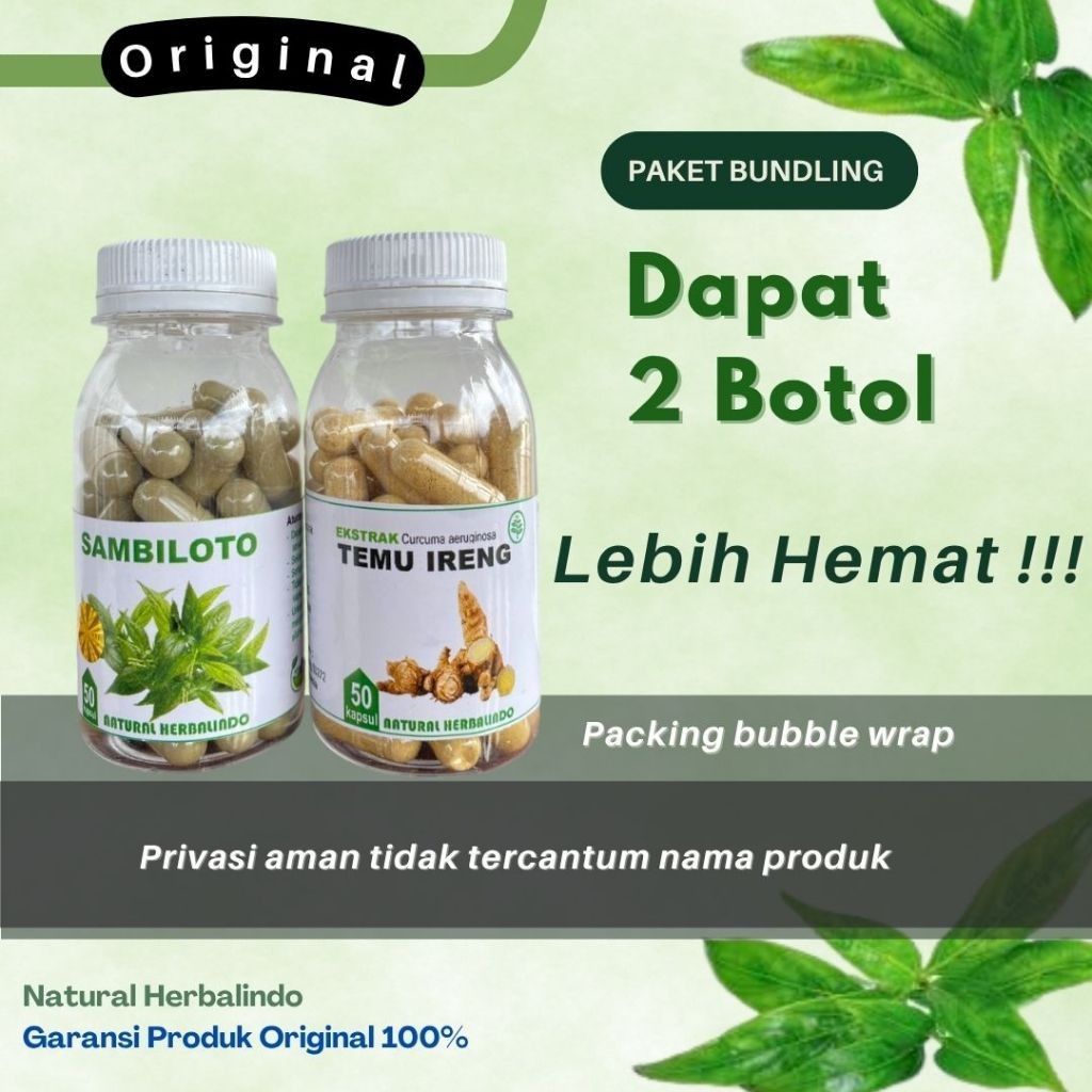 Indonesian Herbal Cleansing Capsule Temu Ireng & Sambiloto 2 Bottles