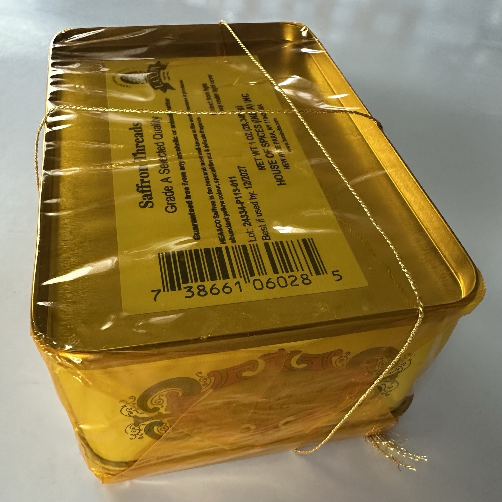 Laxmi Pure Spanish Saffron Indian Threads 1 oz (28.3495g) Tin Grade A BB 2027/12