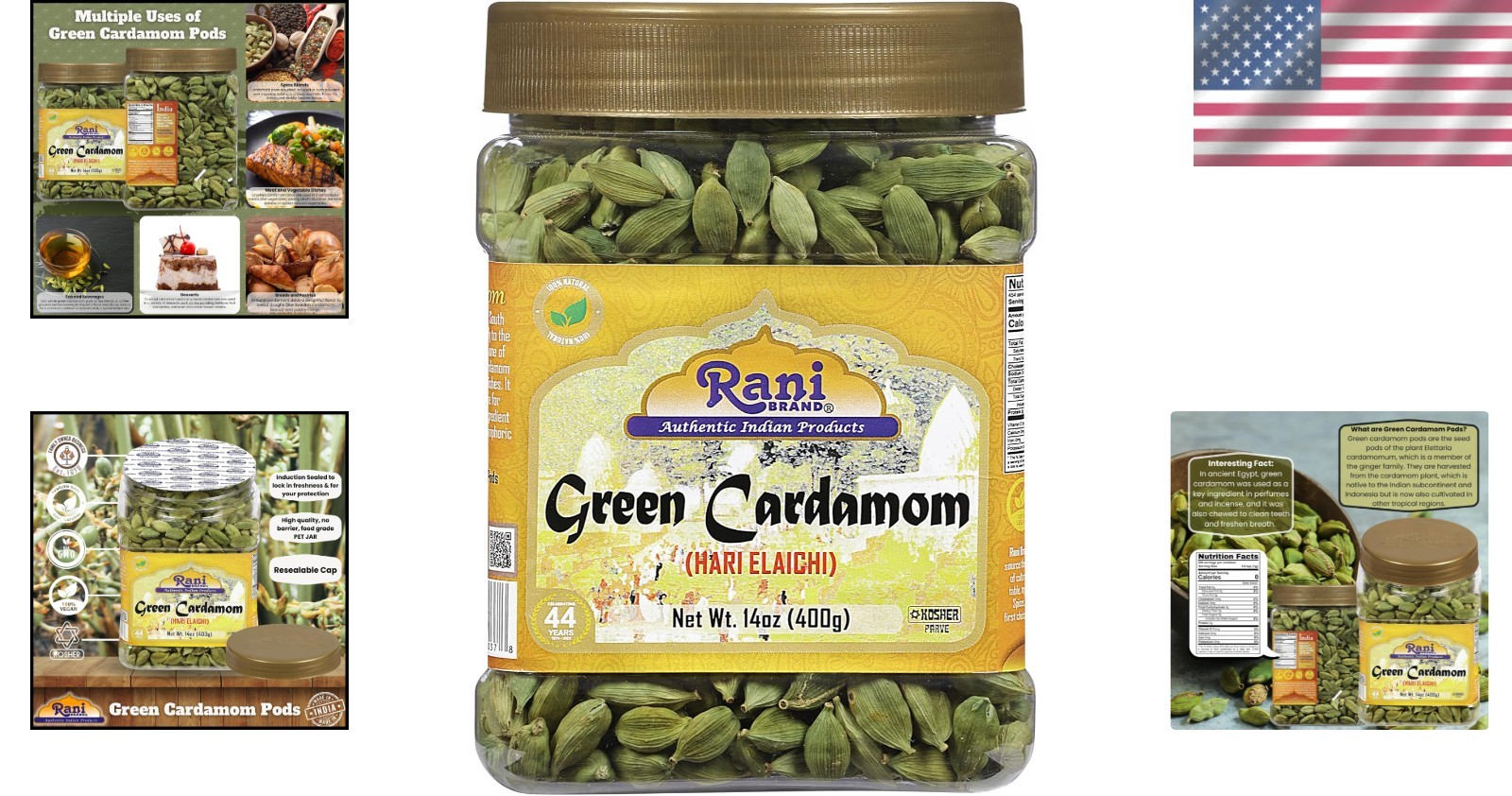Rani Green Cardamom Pods 14oz PET Jar