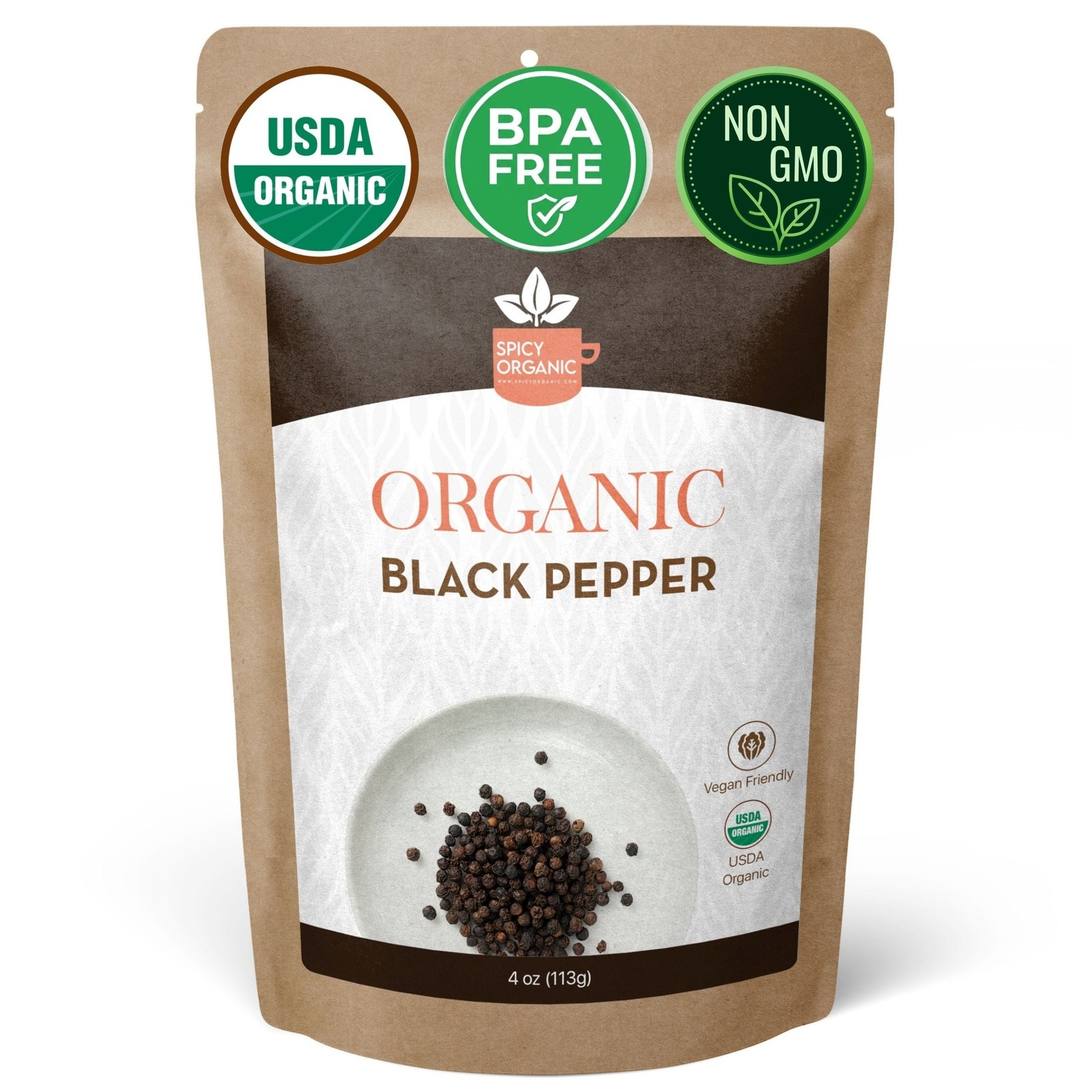 Organic Black Peppercorns — USDA Certified, Non-GMO | Grinding, Marinades &