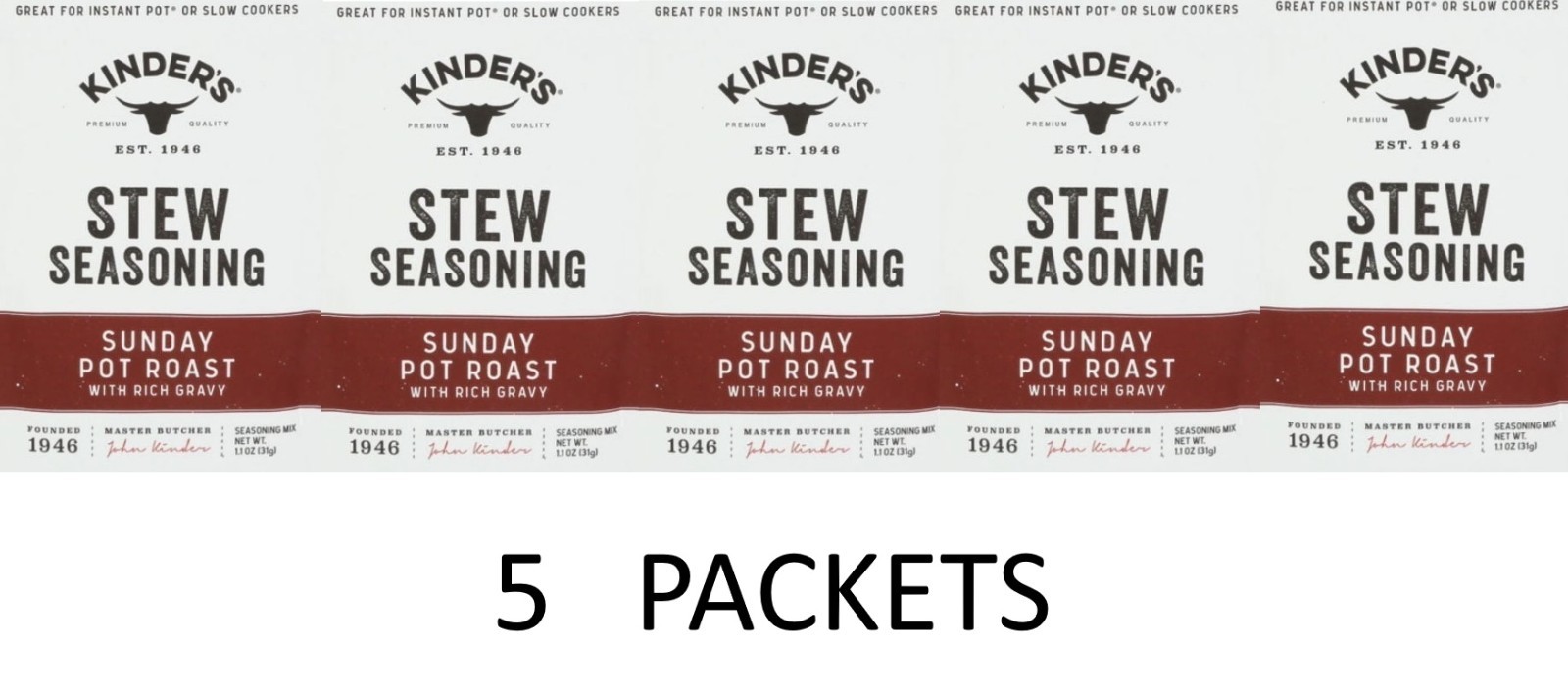 Kinder’s Sunday Pot Roast STEW Seasoning Mix With Gravy 1.1oz Packet – 5 PACKETS