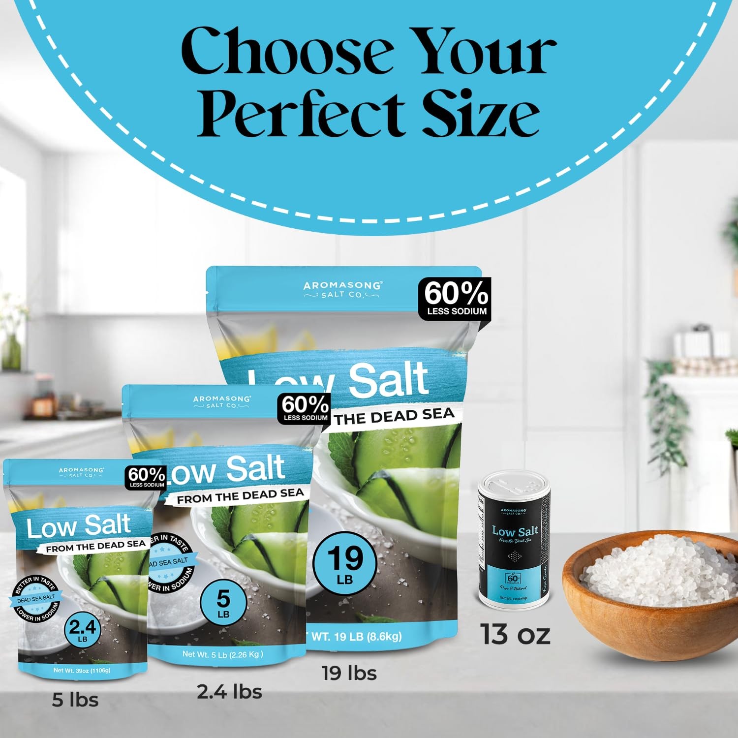 Low Sodium Sea Salt 100% Natural Fine Grain Dead Sea Potassium Chloride with …