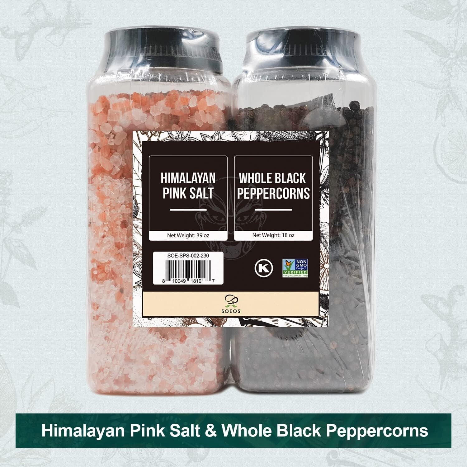 Hand-Selected Whole Black Peppercorns & Himalayan Pink Salt – Non-GMO Verified