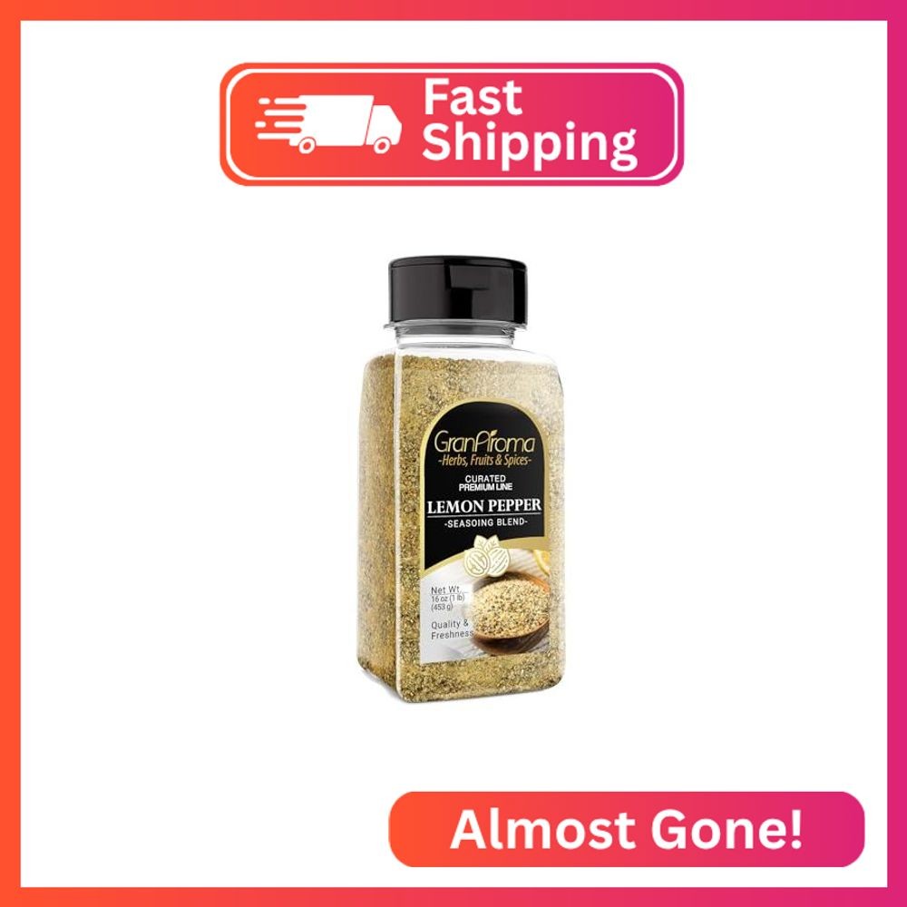 GranAroma Lemon Pepper Seasoning, 1 lb, Versatile Seasoning Blend, Chicken & Ste