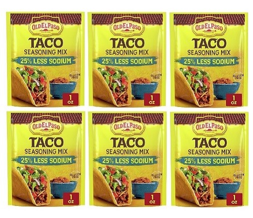 Old El Paso Less Sodium Taco Seasoning Mix 6 Pack