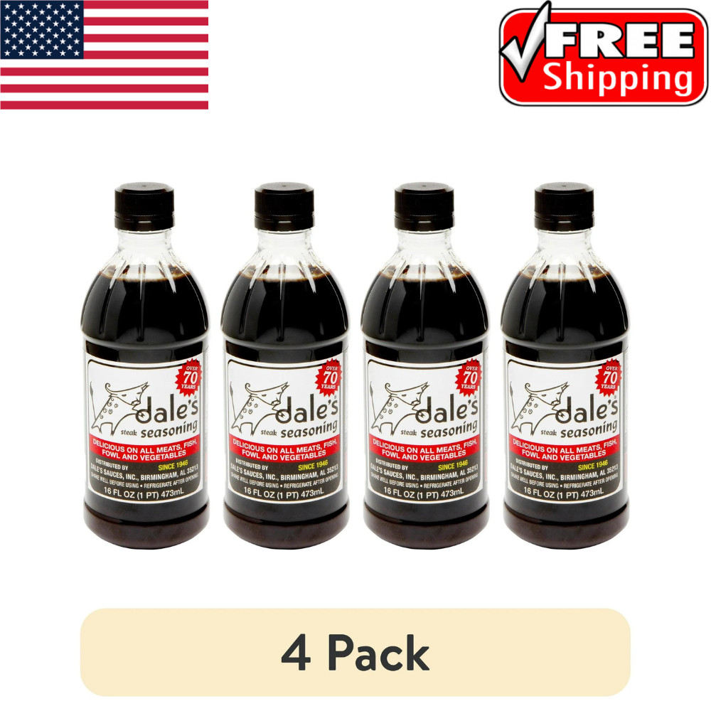 (4 Pack) Dale’s Seasoning Steak Seasoning 16 Fl Oz Bottle Liquid Marinade.