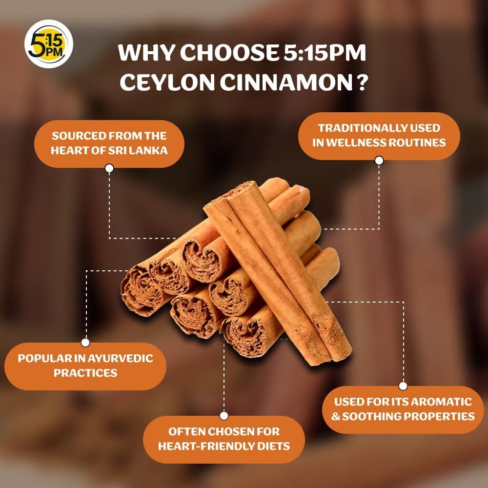 5:15PM Ceylon Cinnamon Sticks Original 100gm Pack of 1 | SriLankan Dalchini Quil