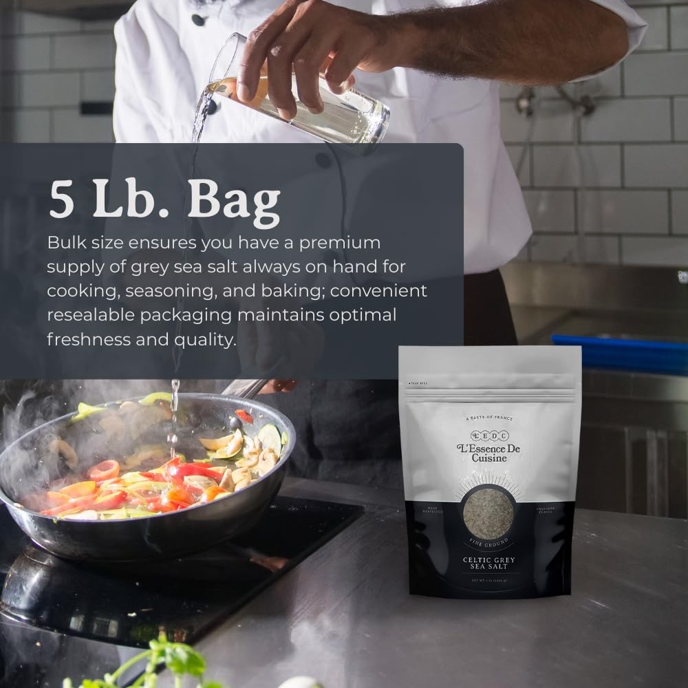 5 lb. French Sea Salt, Fine Ground & Mineral Rich Salt, Hand Harvested & 100% Un