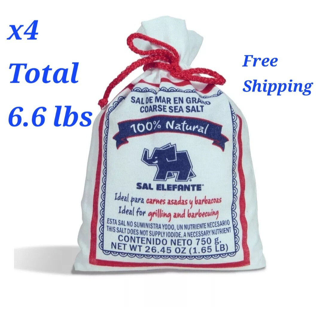 4 PACK Delicious Elefante Coarse Sea Salt, 26.45 oz/ 6.6 lbs