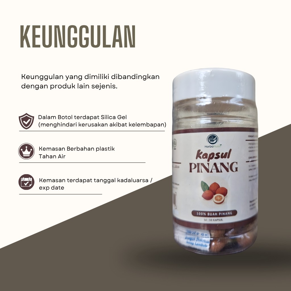 Areca Nut Extract Herbal Capsules 50 Count Botanical Ingredient