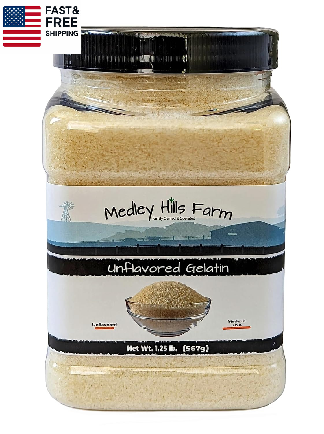 Unflavored Gelatin by 1.25 Lbs. in Reusable Container – Gelatin Powder Unflavor