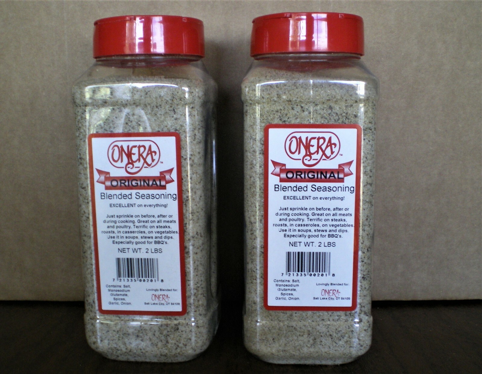 ORIGINAL ONERA (r) SEASONING, (2) 2 LB JARS FOR STEAK, CHOPS, ROASTS, RIBS +++