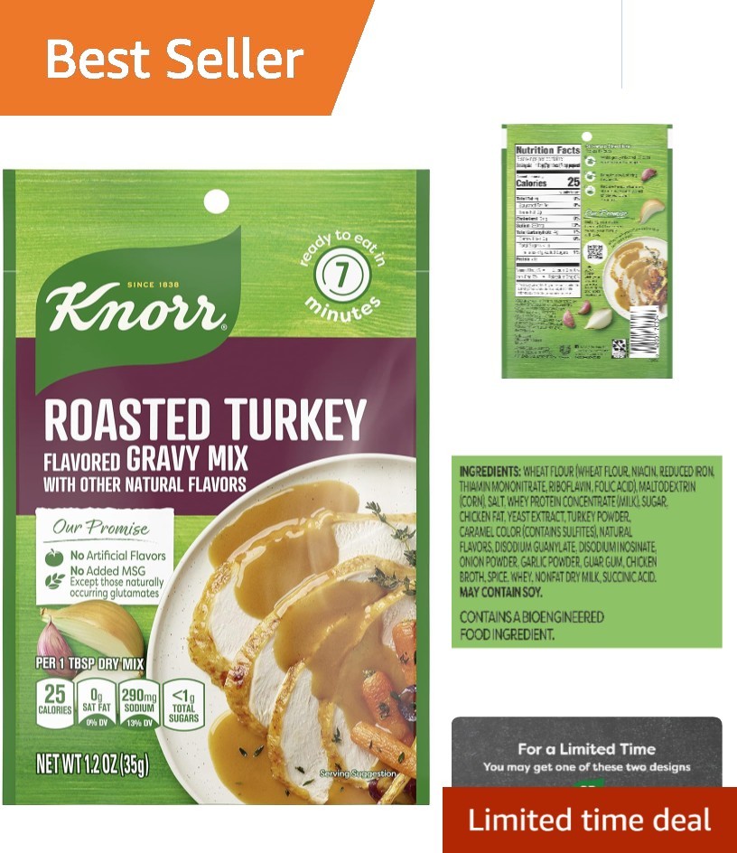 Quick & Easy Roasted Turkey Gravy Mix – Cholesterol Free – 1.2 oz Packet