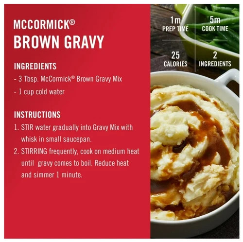 McCormick No Artificial Flavors Brown Gravy Seasoning Mix Bottle, 21.0 oz Bottle
