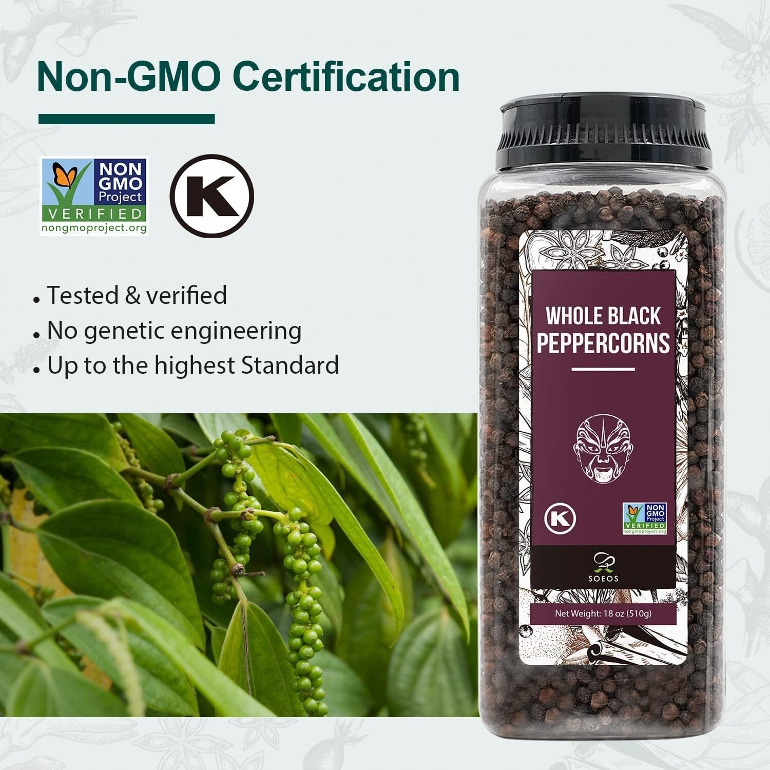 Hand-Selected Whole Black Peppercorns & Himalayan Pink Salt – Non-GMO Verified
