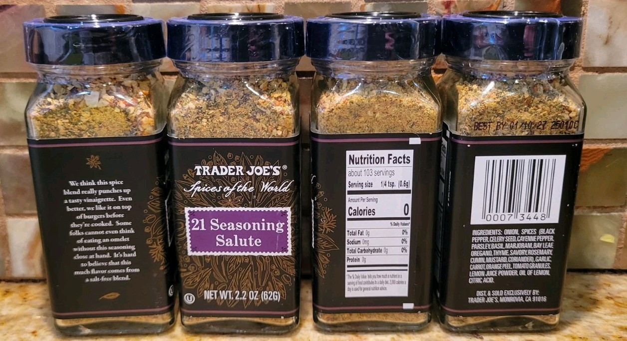 4 X Trader Joe’s Spices of the World 21 Seasoning Salute 2.2 oz ea Salt Free