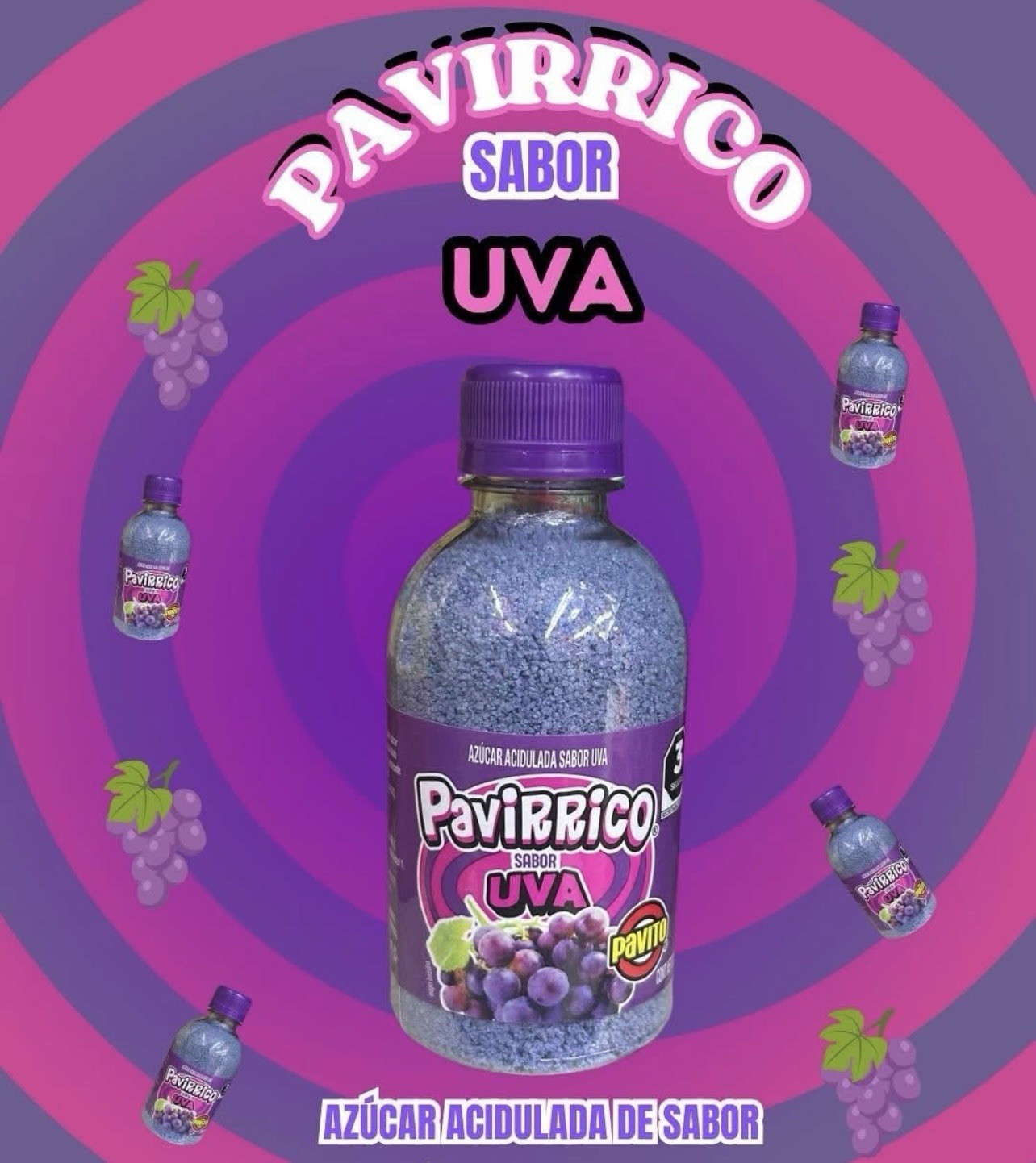 3X PAVIRRICO UVA 🇲🇽 – Fruit Snack Seasoning Grape Powder (3 Pack)