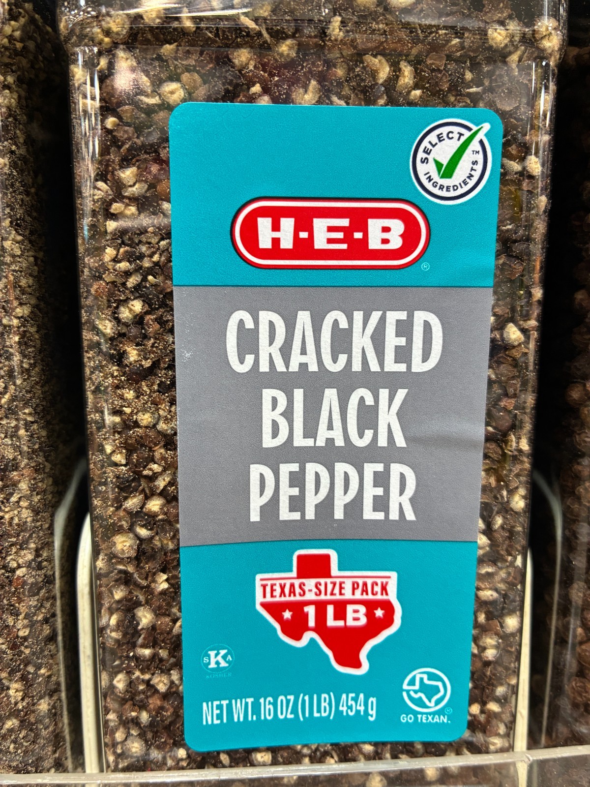 H‑E‑B Texas Originals Cracked Black Pepper Spice Bbq 1lb Size 16oz HEB