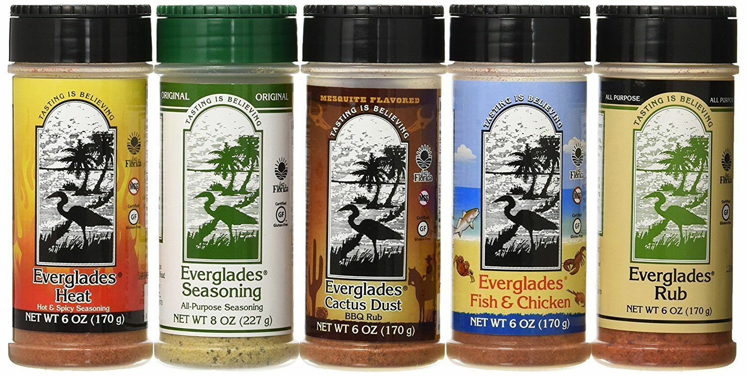 Everglades Seasoning Sampler Rub Cactus Dust Heat Fish Chicken 8oz 6oz 5 PACK