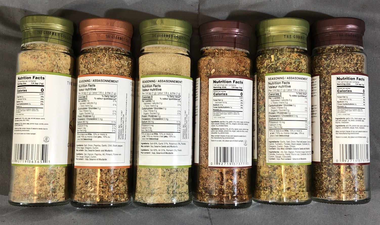 The Gourmet Collection 6 Spice Blend Glass Jars Seasoning ~ Set of 6 NEW