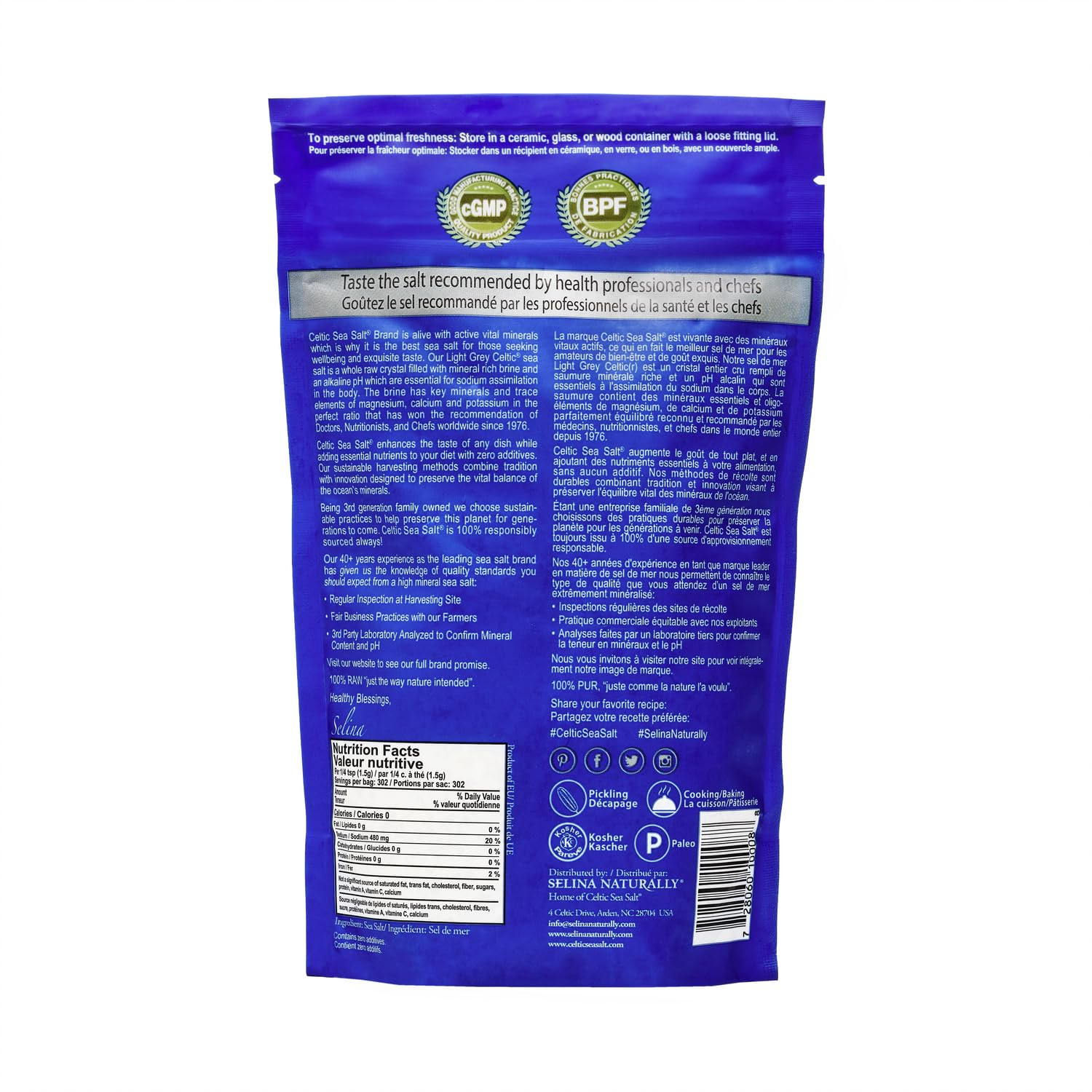Light Grey Mineral Sea Salt 1 lb Resealable Bag Unrefined Hand Harvested