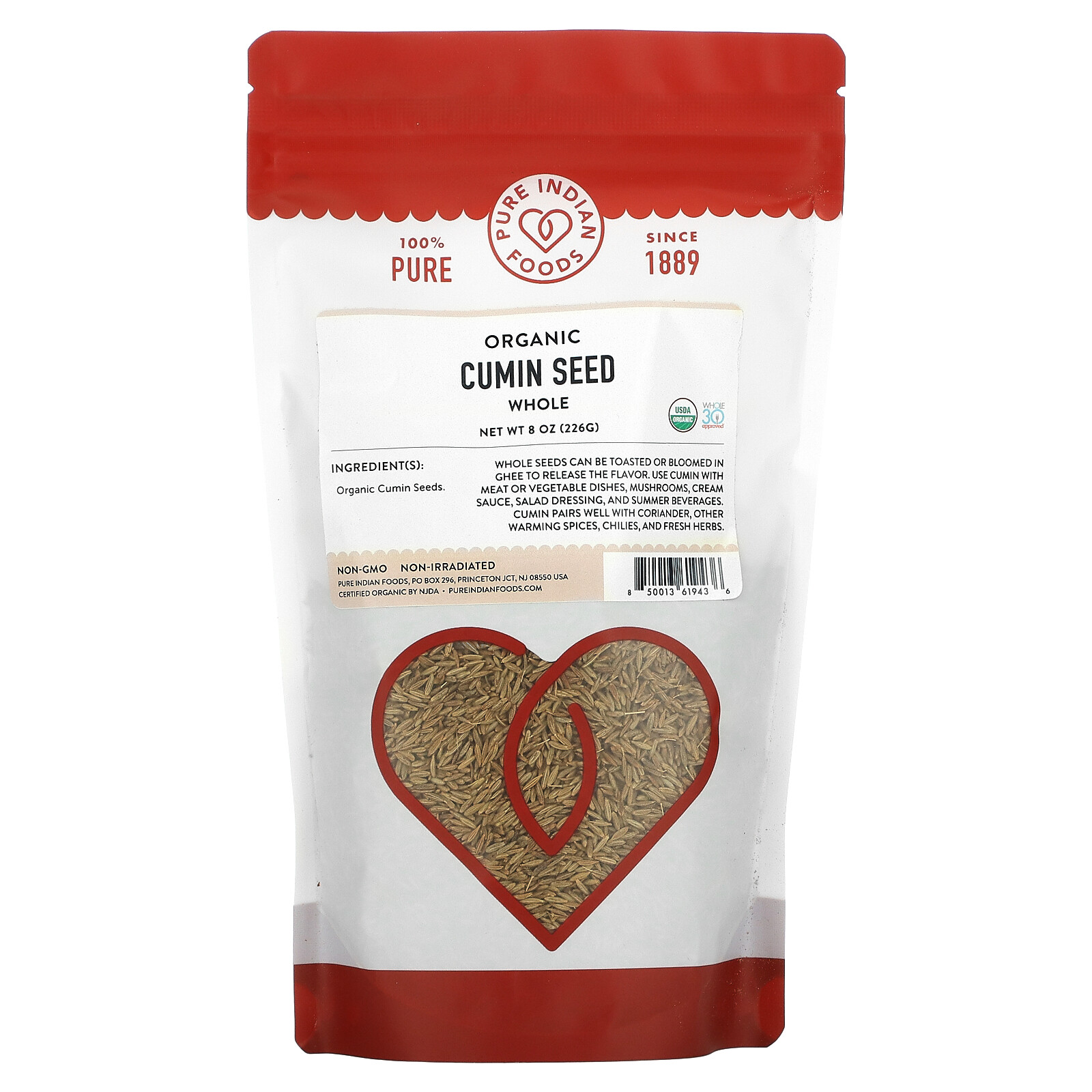 Organic Cumin Seed, Whole, 8 oz (226 g)
