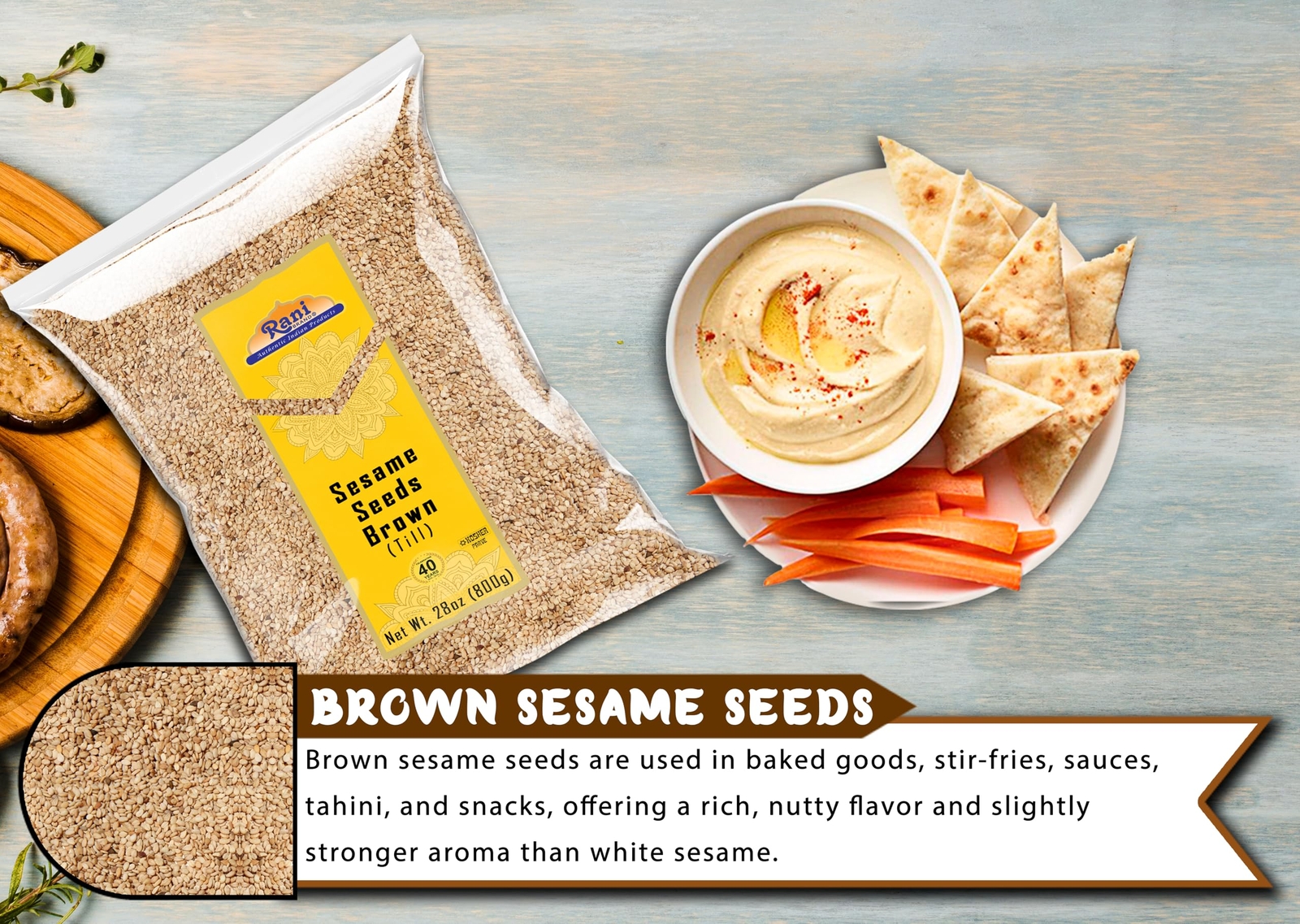 Rani Sesame Seeds Whole Brown, Raw (Till) 28oz (800g)