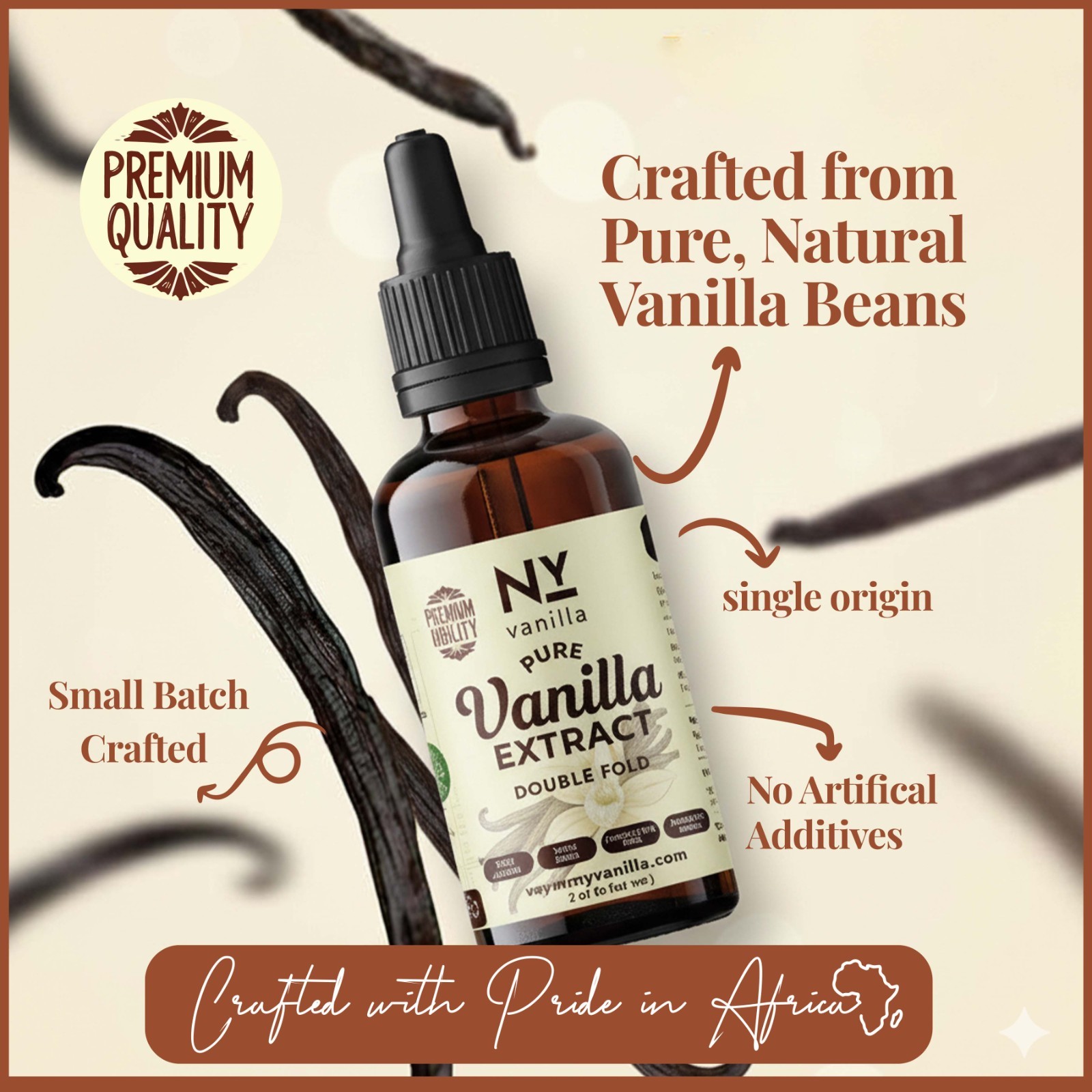 100 Ml Vanilla Double Strength Pure Vanilla Bean Extract Rich Full-Bodied Flavor