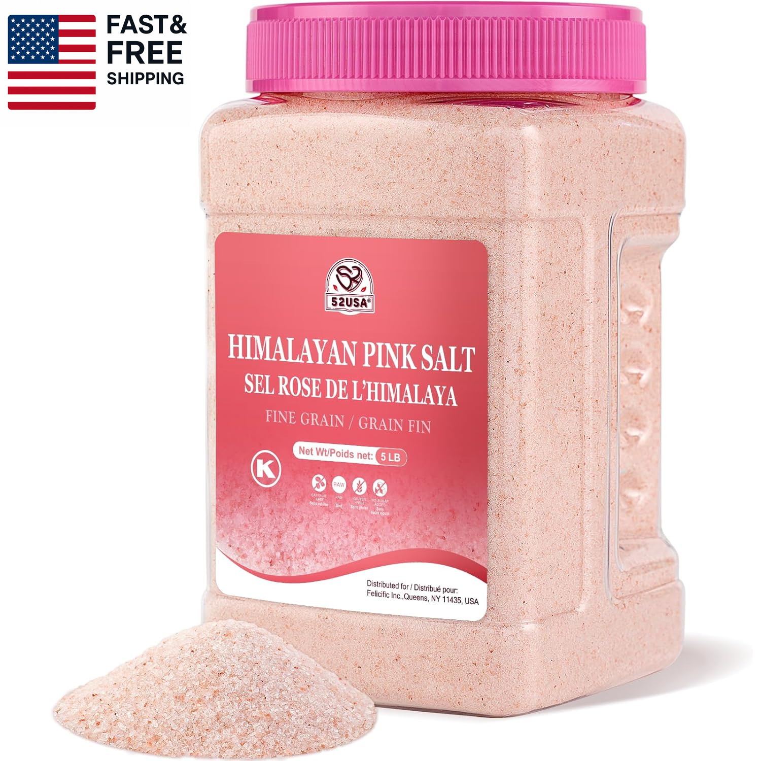 Himalayan Pink Salt Fine, Fine Ground Table and Cooking Salt, 80Oz (5 Pound), 10