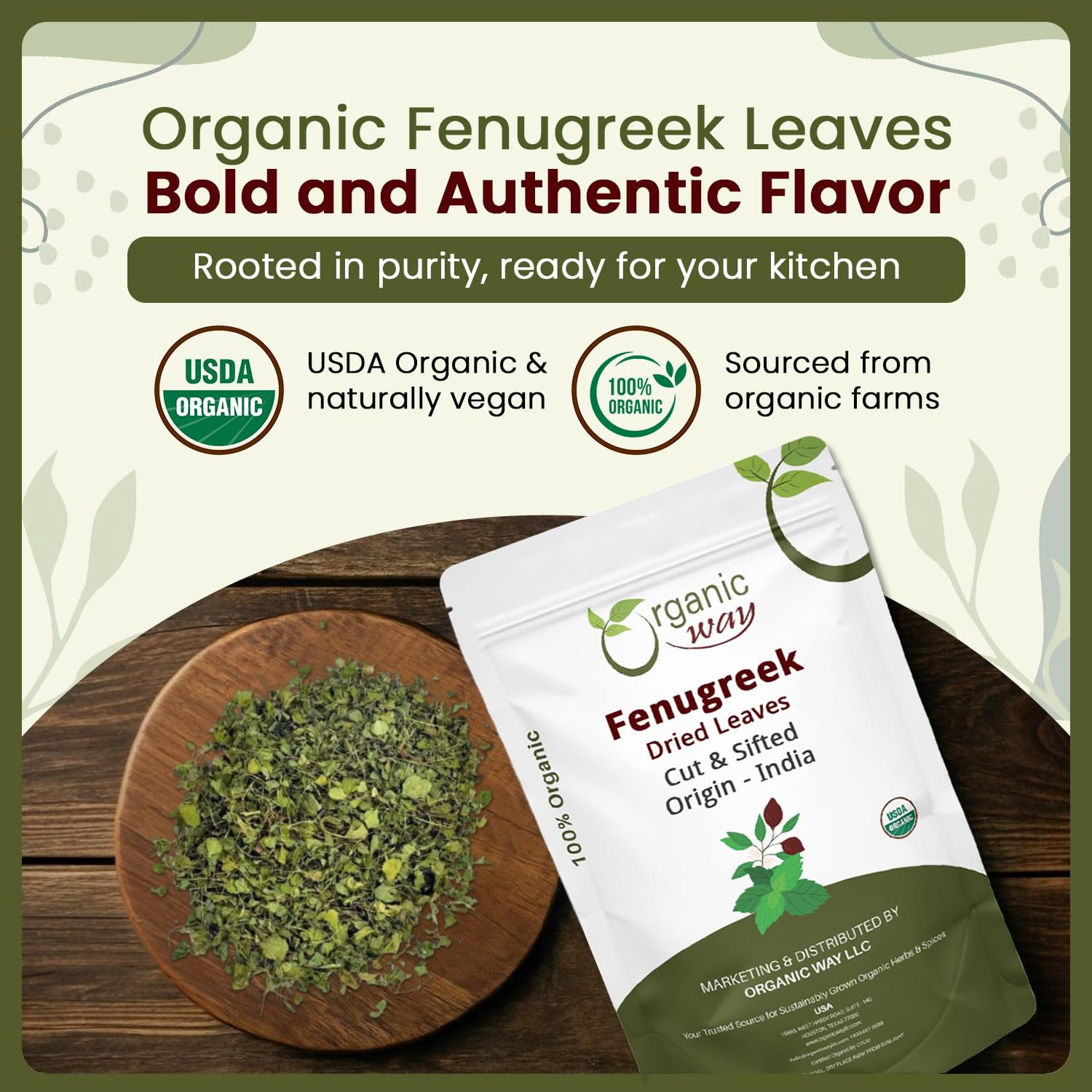 Fenugreek Dried Leaves (Kasuri Methi) – Organic & Kosher Certified | Raw, Vegan,