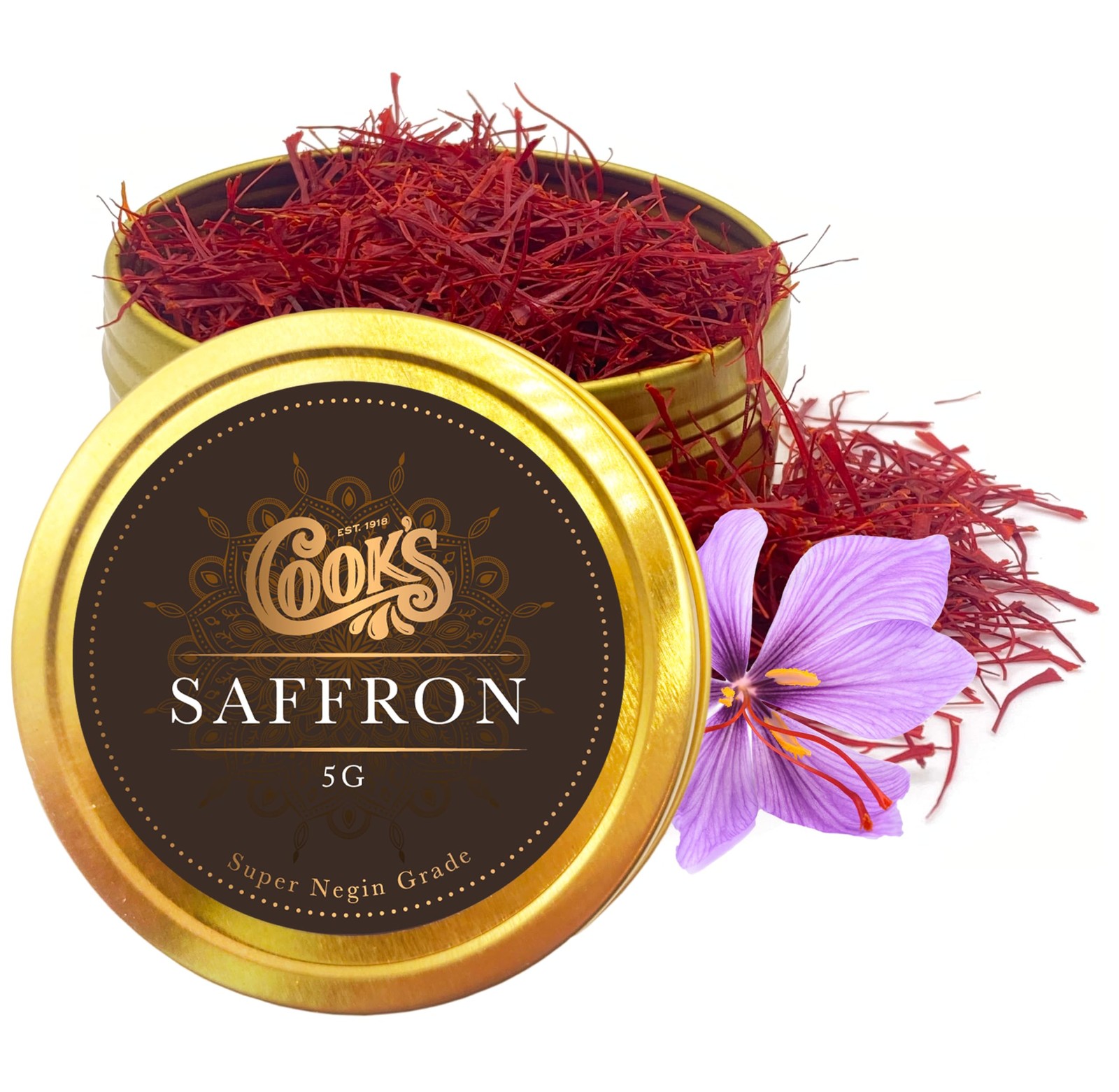 Cook’s, Premium Negin Grade Saffron Threads, Premium Dark Red Saffron Strands…