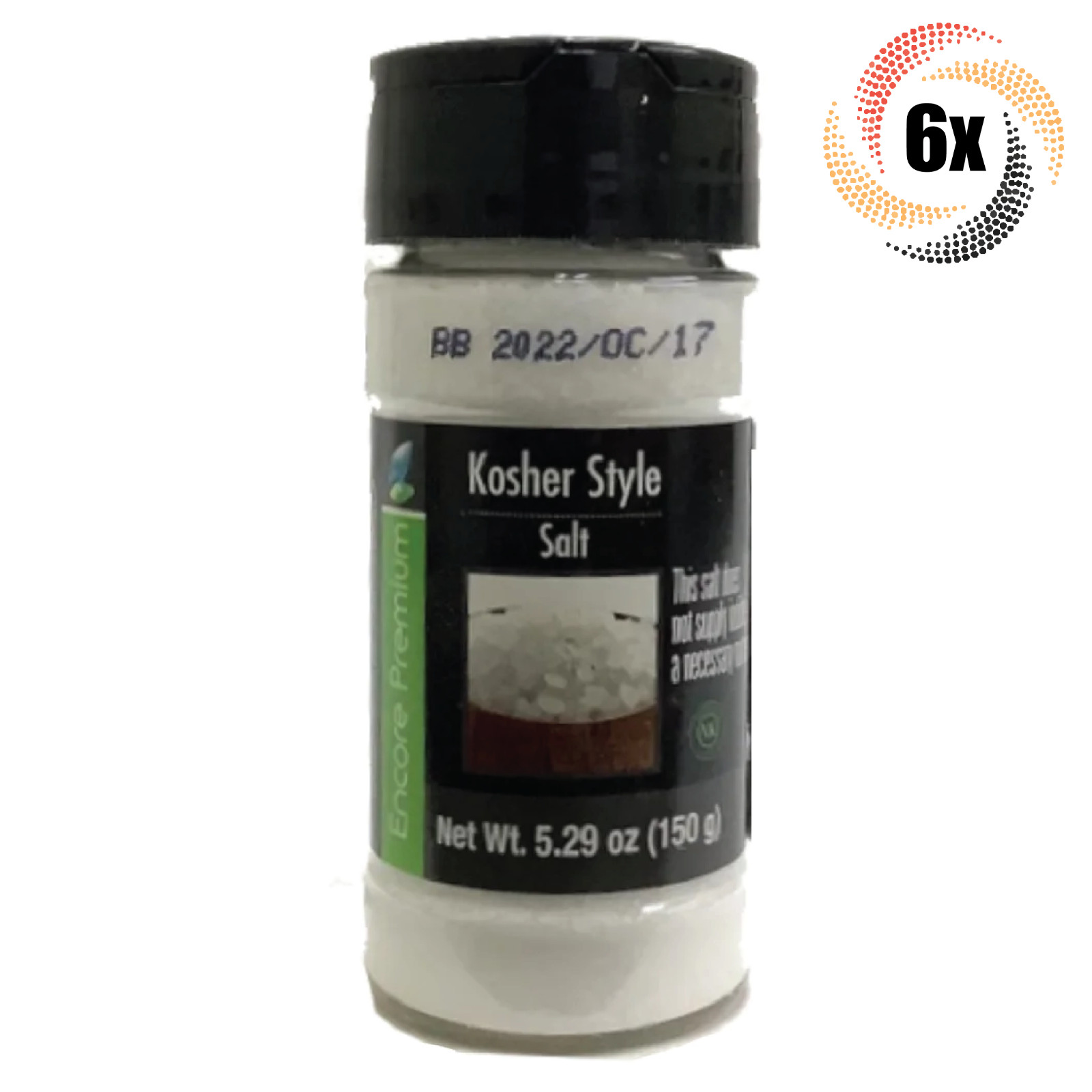 6x Shakers Encore Kosher Style Salt Seasoning | 5.29oz | Fast Shipping!