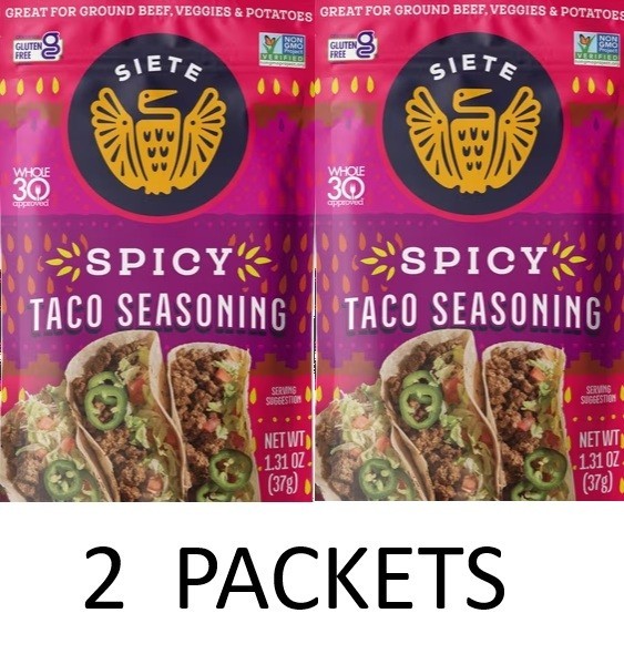 SIETE TACO Seasoning SPICY Mix 1.31 oz Packet GLUTEN FREE – 2 PACKETS