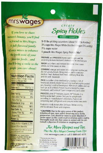 Mrs. Wages Quick Process Spicy Pickle Mix, Hot, 6.5 Ounce Pack of 12