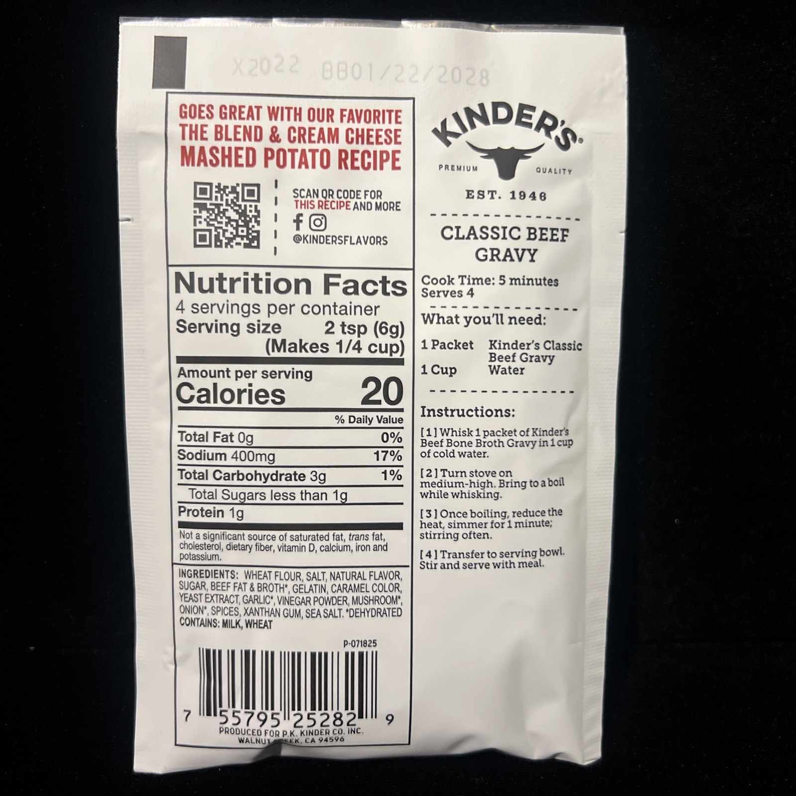 Kinders Classic Beef with Sea Salt & Herbs Restaurant Style Gravy 0.9 oz (1Pack)