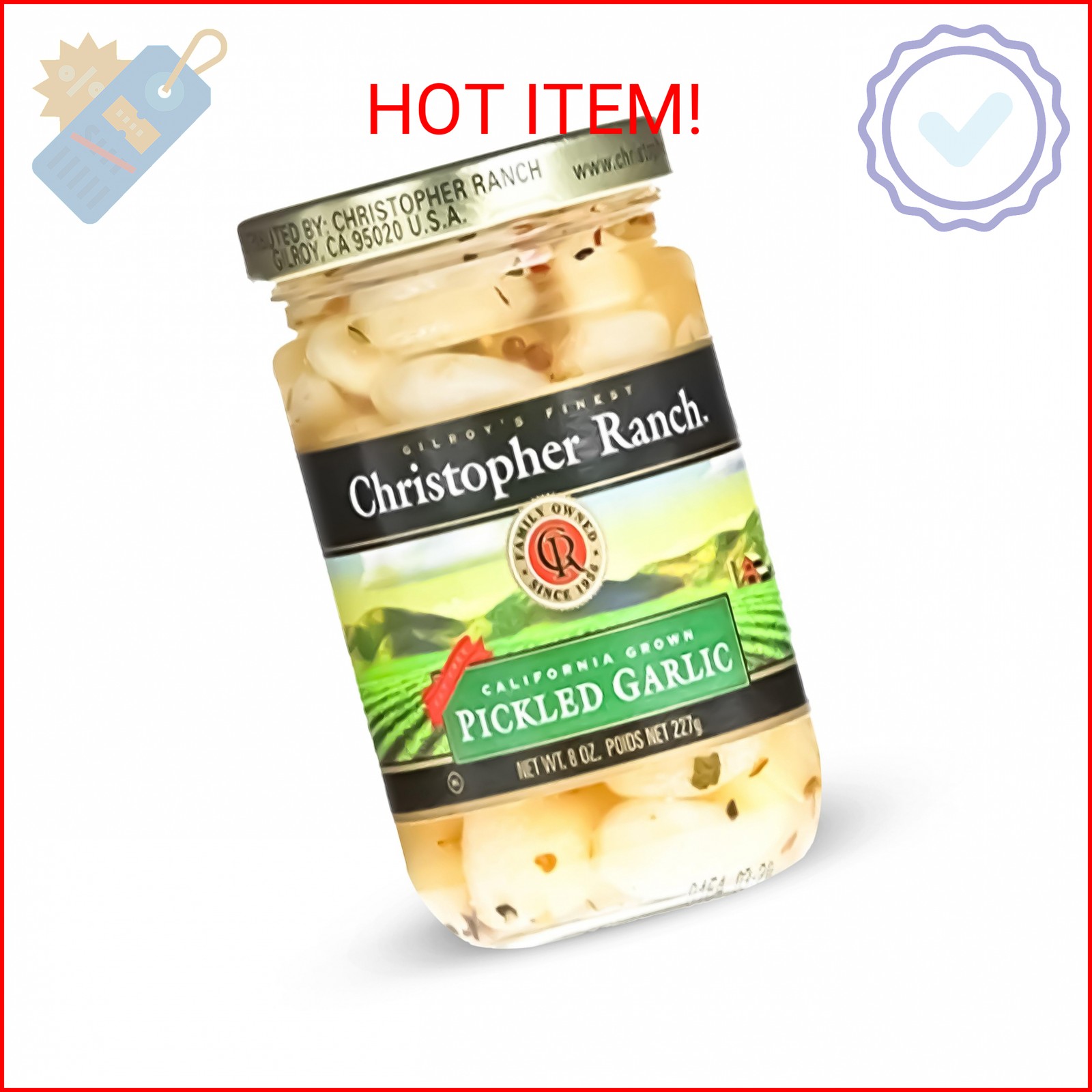 Christopher Ranch Pickled Garlic Cloves in a Jar | 100% California-Grown Fresh G